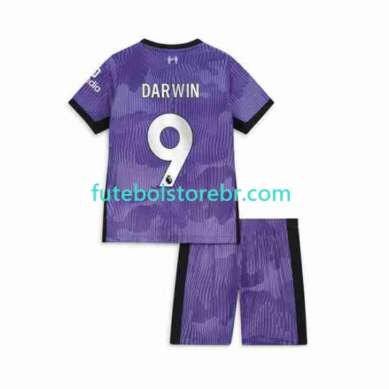 Camisa Liverpool Darwin Nunez 9 III 2023-2024 manga curta pro Juvenil