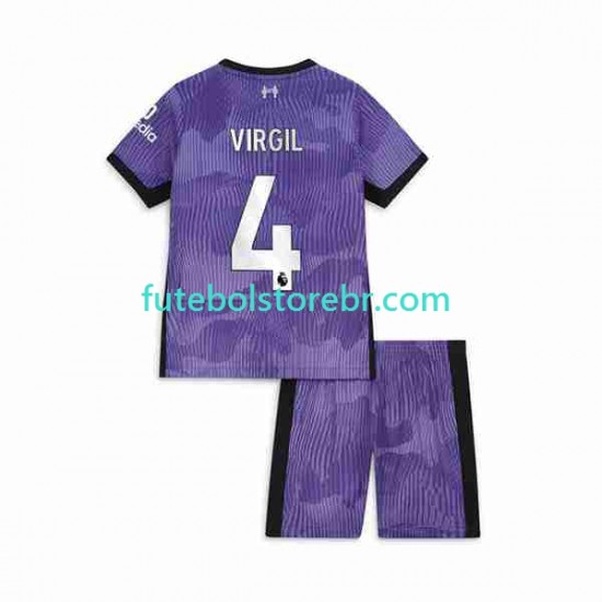 Camisa Liverpool Virgil van Dijk 4 III 2023-2024 manga curta pro Juvenil