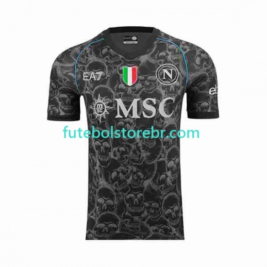 Camisa Napoli Halloween I 2023-2024 manga curta pro Masculina