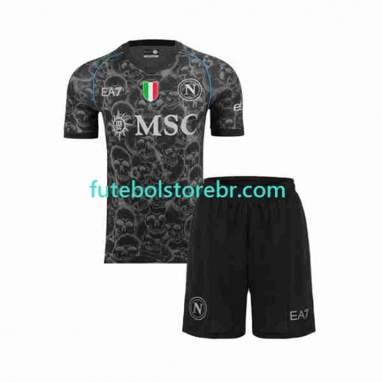 Camisa Napoli Halloween I 2023-2024 manga curta pro Juvenil