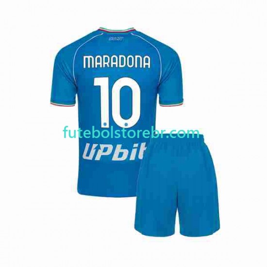 Camisa Napoli Maradona 10 I 2023-2024 manga curta pro Juvenil