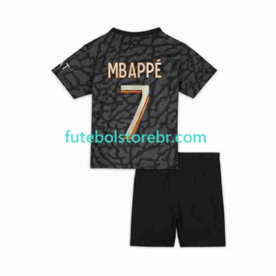 Camisa Paris Saint Germain Mbappé Kylian 7 III 2023-2024 manga curta pro Juvenil