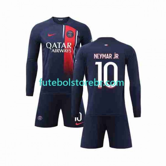 Camisa Paris Saint Germain Neymar Jr 10 I 2023-2024 manga longa pro Juvenil