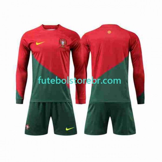 Camisa Portugal I Copa Do Mundo 2022 manga longa pro Juvenil