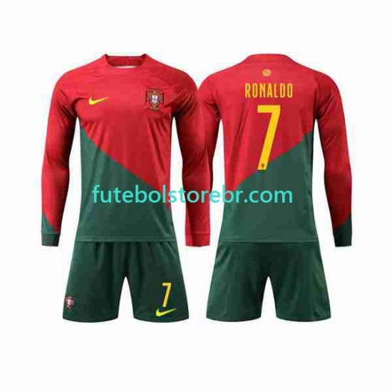 Camisa Portugal Ronaldo 7 I Copa Do Mundo 2022 manga longa pro Juvenil