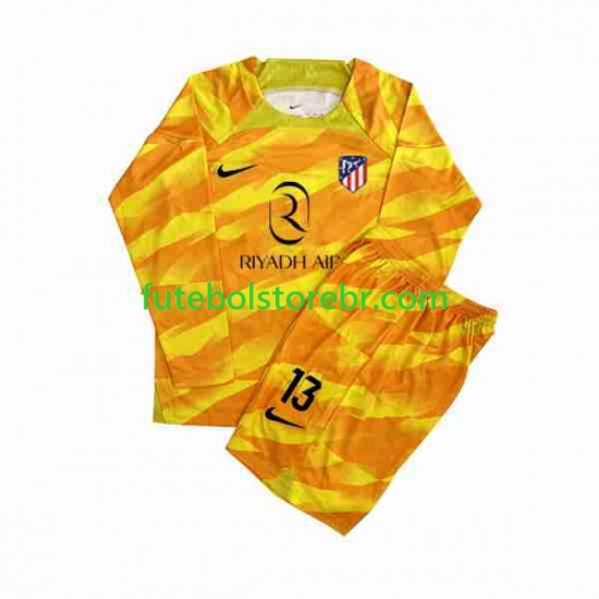 Camisa Goleiro Atlético de Madrid Laranja Jan Oblak 13 2023-2024 manga longa pro Juvenil