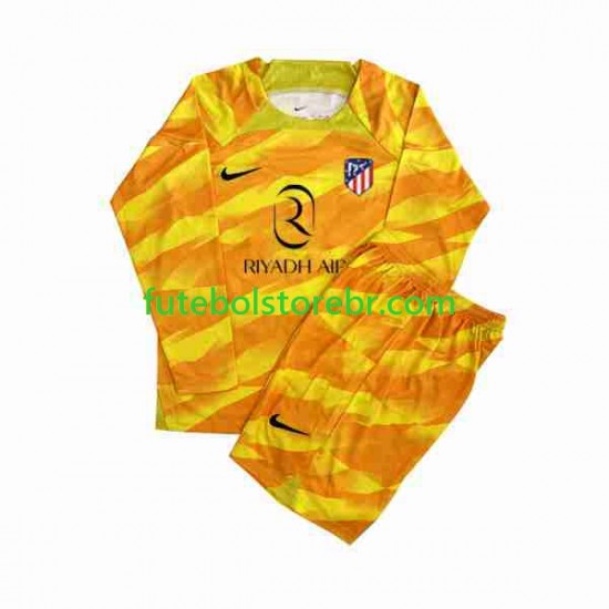 Camisa Goleiro Atlético de Madrid Laranja 2023-2024 manga longa pro Juvenil