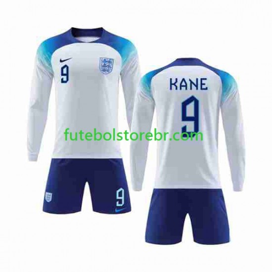 Camisa Inglaterra Kane 9 I Copa Do Mundo 2022 manga longa pro Juvenil