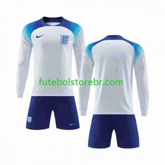 Camisa Inglaterra I Copa Do Mundo 2022 manga longa pro Juvenil