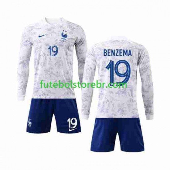 Camisa França Benzema 19 II Copa Do Mundo 2022 manga longa pro Juvenil