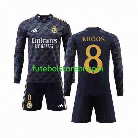 Camisa Real Madrid Kroos 8 II 2023-2024 manga longa pro Juvenil