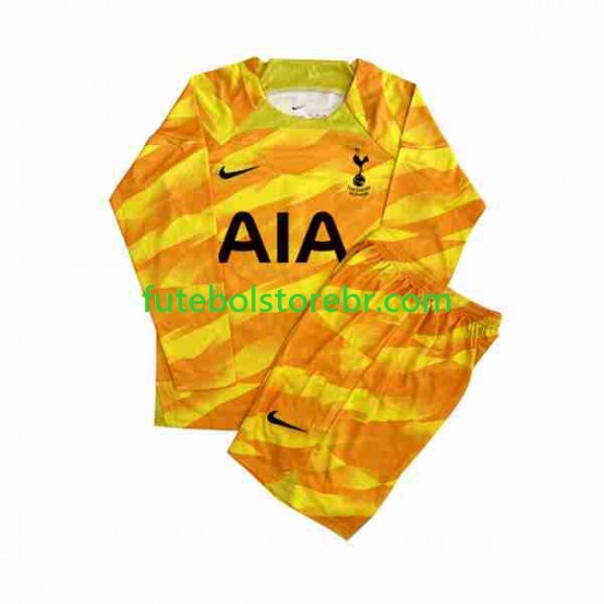 Camisa Goleiro Tottenham Hotspur Laranja II 2023-2024 manga longa pro Juvenil