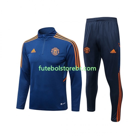 Manchester United Azul 2022-2023 Sweat de Treino Conjunto SKU001