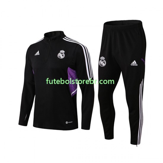 Real Madrid Preto 2022-2023 Sweat de Treino Conjunto