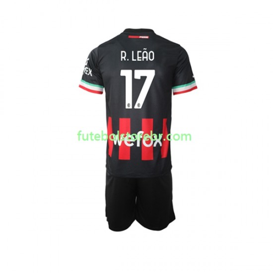 Camisa AC Milan Rafael Leao 17 I 2022-2023 manga curta pro Juvenil