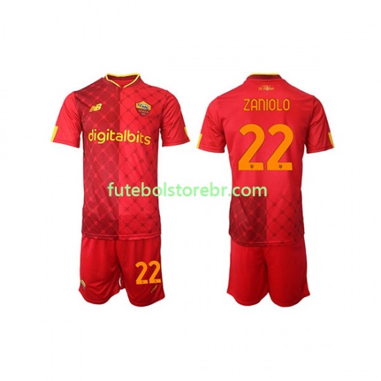 Camisa AS Roma Nicolo Zaniolo 22 I 2022-2023 manga curta pro Juvenil