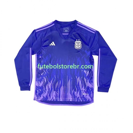 Camisa Argentina II Copa Do Mundo 2022 manga longa pro Masculina