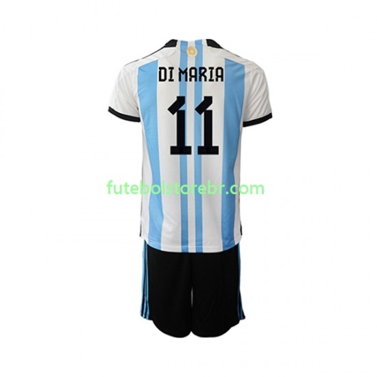 Camisa Argentina Di Maria 11 I Copa Do Mundo 2022 manga curta pro Juvenil