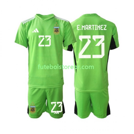 Camisa Goleiro Argentina Emiliano Martinez 23 I Copa Do Mundo 2022 manga curta pro Juvenil