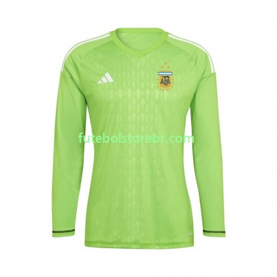 Camisa Goleiro Argentina I Copa Do Mundo 2022 manga longa pro Masculina