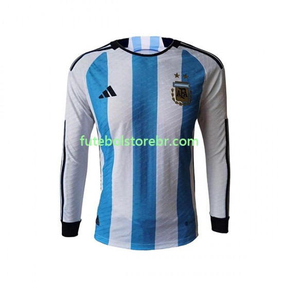 Camisa Argentina I Copa Do Mundo 2022 manga longa pro Masculina