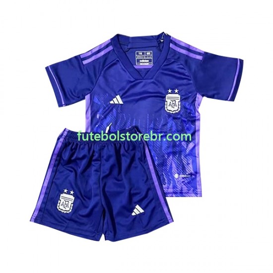 Camisa Argentina II Copa Do Mundo 2022 manga curta pro Juvenil