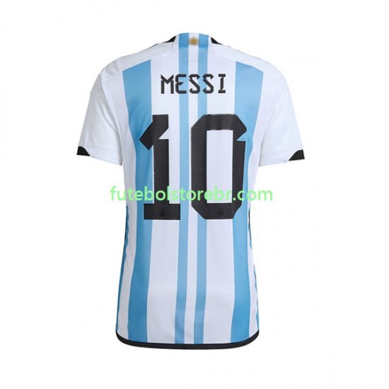 Camisa Argentina Lionel Messi 10 I Copa Do Mundo 2022 manga curta pro Masculina