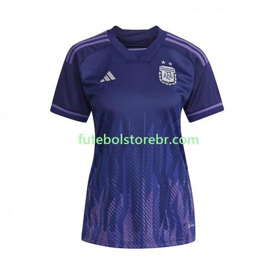 Camisa Argentina II Copa Do Mundo 2022 manga curta pro Feminino