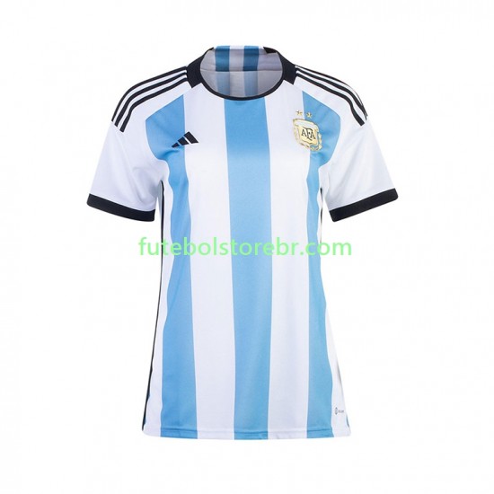 Camisa Argentina I Copa Do Mundo 2022 manga curta pro Feminino