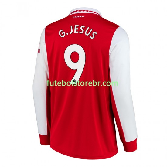 Camisa Arsenal Gabriel Jesus 9 I 2022-2023 manga longa pro Masculina