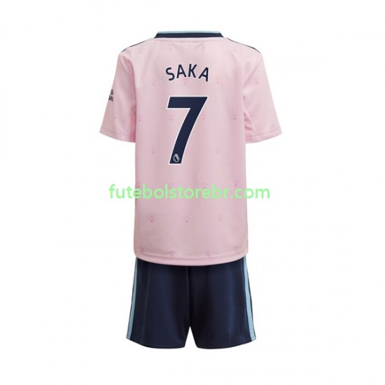 Camisa Arsenal Saka 7 III 2022-2023 manga curta pro Juvenil