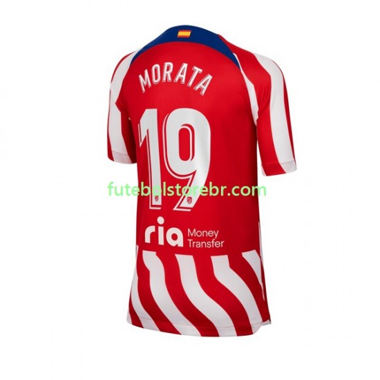 Camisa Atlético de Madrid Alvaro Morata 19 I 2022-2023 manga curta pro Masculina