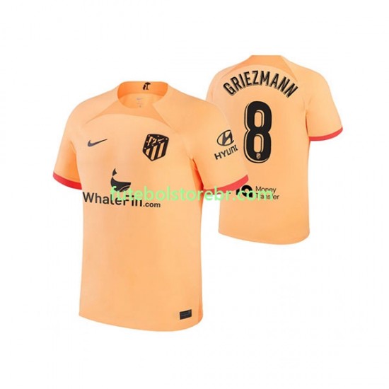 Camisa Atlético de Madrid Antoine Griezmann 8 III 2022-2023 manga curta pro Masculina