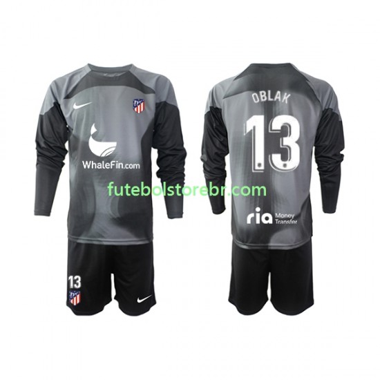 Camisa Goleiro Atlético de Madrid Jan Oblak 13 II 2022-2023 manga longa pro Juvenil