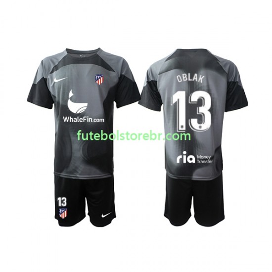 Camisa Goleiro Atlético de Madrid Jan Oblak 13 II 2022-2023 manga curta pro Juvenil