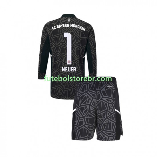 Camisa Goleiro Bayern de Munique Manuel Neuer 1 II 2022-2023 manga longa pro Juvenil