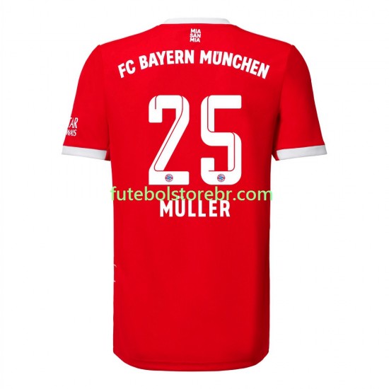 Camisa Bayern de Munique Muller 25 I 2022-2023 manga curta pro Masculina