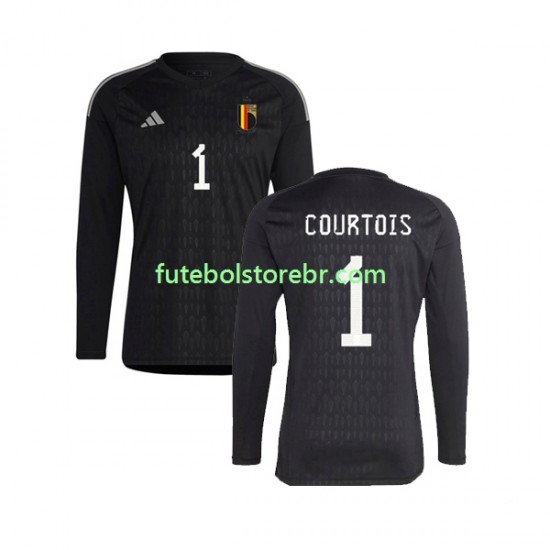 Camisa Goleiro Bélgica Courtois 1 II 2022 manga longa pro Masculina