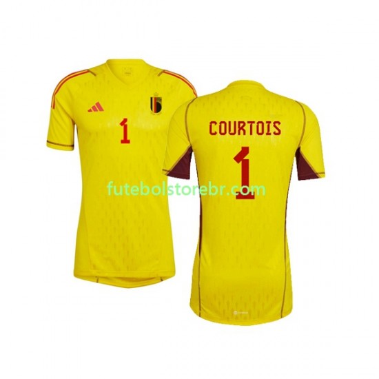 Camisa Goleiro Bélgica Courtois 1 II Copa Do Mundo 2022 manga curta pro Masculina