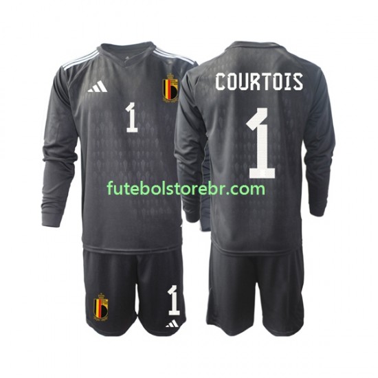 Camisa Goleiro Bélgica Courtois 1 II 2022 manga longa pro Juvenil