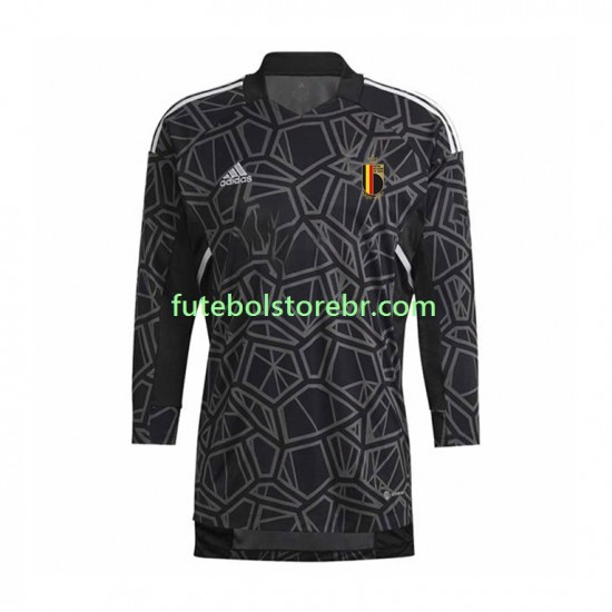 Camisa Goleiro Bélgica I Copa Do Mundo 2022 manga longa pro Masculina