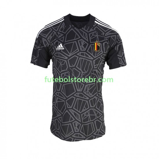 Camisa Goleiro Bélgica I Copa Do Mundo 2022 manga curta pro Masculina