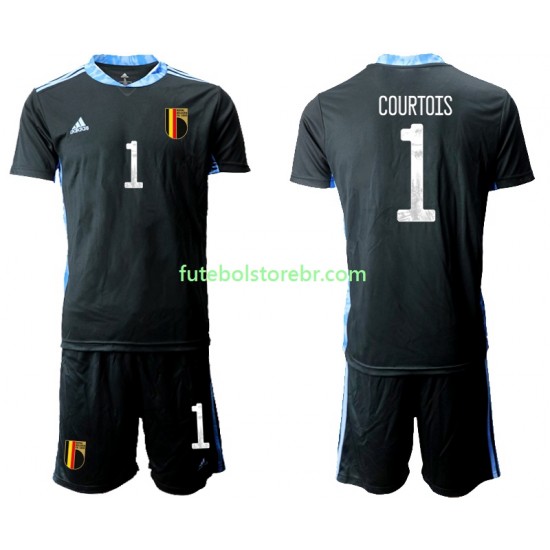 Camisa Goleiro Bélgica Thibaut Courtois 1 Euro 2020 I manga curta pro Juvenil