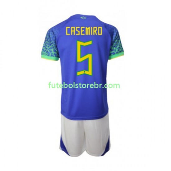 Camisa Brasil Casemiro 5 II Copa Do Mundo 2022 manga curta pro Juvenil