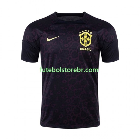 Camisa Goleiro Brasil I Copa Do Mundo 2022 manga curta pro Masculina