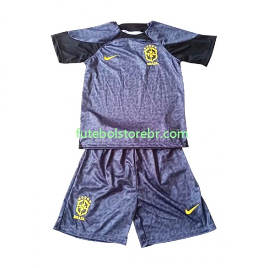 Camisa Goleiro Brasil I Copa Do Mundo 2022 manga curta pro Juvenil