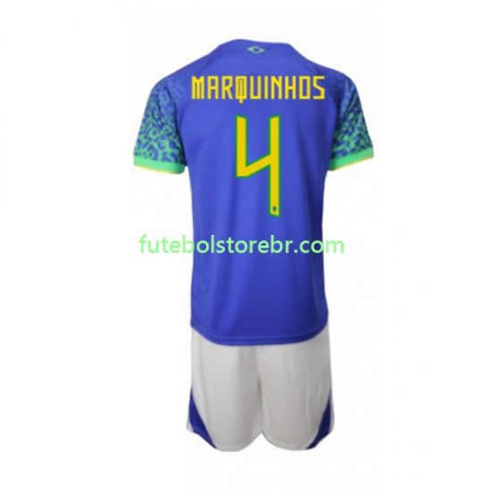 Camisa Brasil Marquinhos 4 II Copa Do Mundo 2022 manga curta pro Juvenil