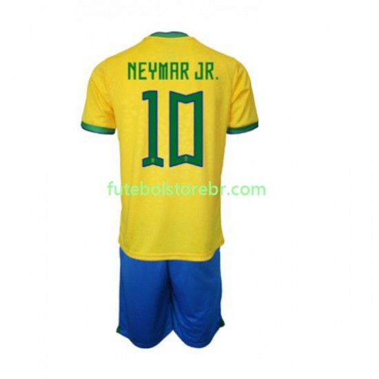 Camisa Brasil Neymar JR 10 I Copa Do Mundo 2022 manga curta pro Juvenil