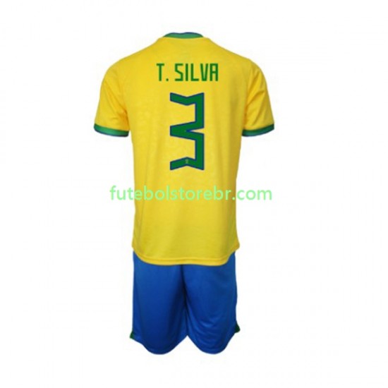 Camisa Brasil Thiago Silva 3 I Copa Do Mundo 2022 manga curta pro Juvenil