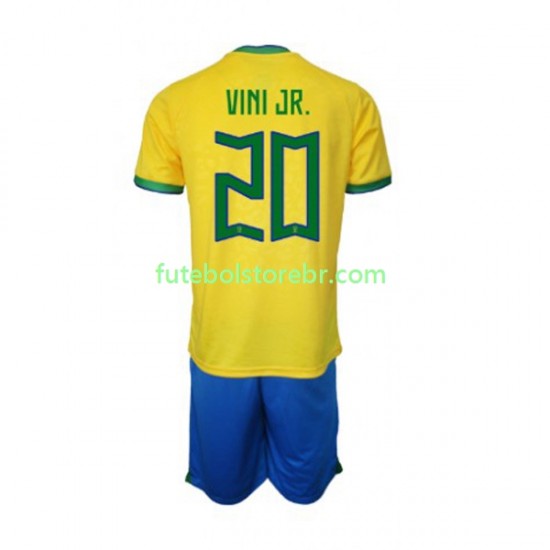 Camisa Brasil Vinicius Junior 20 I Copa Do Mundo 2022 manga curta pro Juvenil